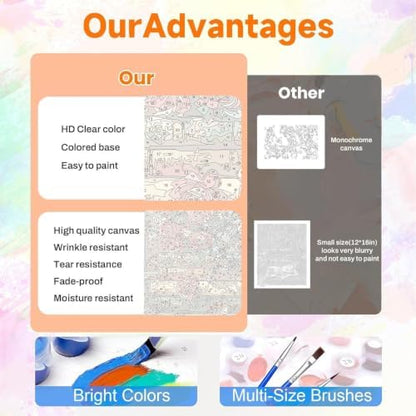 Books Paint by Numbers Kit for Adults, DIY Oil Painting Canvas 16x20inch - Image 3