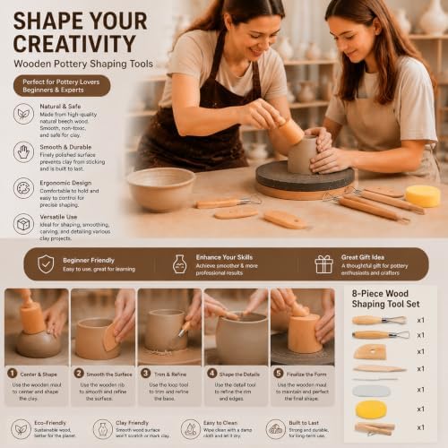 Pottery Molds for Handbuilding, 3 Sizes Ceramic Molds for Clay Mugs, 19oz/15oz/11oz Cup Forms with Ceramic Tools for Pottery, Sponge Scraper Rib Clay Knife, Beginner DIY Kit - Image 3