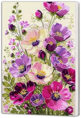 NXIKYO Framed Pink Flowers Paint by Numbers Kit for Adults Beginner, Purple Bouquet Easy Paint by Numbers Canvas with Frame, DIY Painting Kit for Relaxing Home Wall Decor Gift 8x12 Inch by NXIKYO