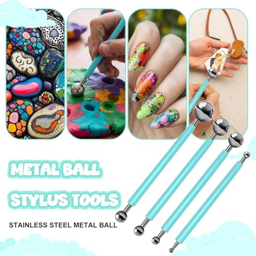 18 Pcs Dotting Tools Silicone Clay Sculpting Tool Ceramic Clay Ball Stylus Pottery Embossing Tool for Rock Modeling Blending, Drawing - Image 3
