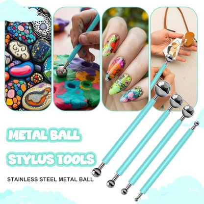 18 Pcs Dotting Tools Silicone Clay Sculpting Tool Ceramic Clay Ball Stylus Pottery Embossing Tool for Rock Modeling Blending, Drawing - Image 3