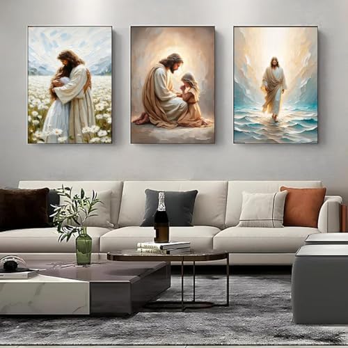 3 Pack Paint by Numbers Kit for Adults Framed Canvas, with Wooden Easel - Image 3