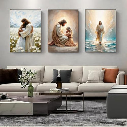 3 Pack Paint by Numbers Kit for Adults Framed Canvas, with Wooden Easel - Image 3