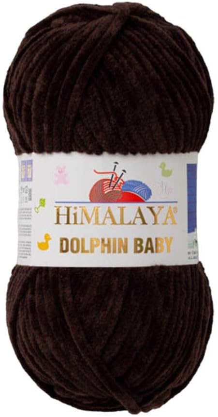 3 Skein/Pack Himalaya Dolphin Baby Chenille Yarn, Each Ball 100 gr (3.5 oz), 120 m (132 Yards), 100% Polyester, Super Bulky Baby Blanket Velvet Amigurumi Yarn, 80343 - Dark Chestnut