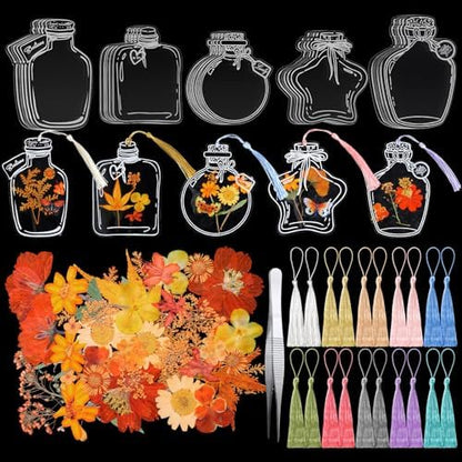 Taobary 91 Pcs DIY Dried Flowers Bookmarks Transparent, Warm Color by TaoBary