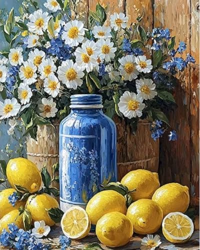 DOTSTART Paint by Numbers Kit for Adults,Lemons and Daisies Paint by Number for Adults,Acrylic Adults' Paint-by-Number Kits, DIY Easy Paint by Number Adult Canvas for Home Art Decor, 15.75X19.69 inch by Unknown