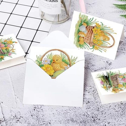 Tontut 6pcs Diamond Painting Kit Greeting Card, Little Yellow Duck 5D DIY Diamond Handmade Holiday Greeting Card with Envelope, Christmas Gift Congratulation - Image 6