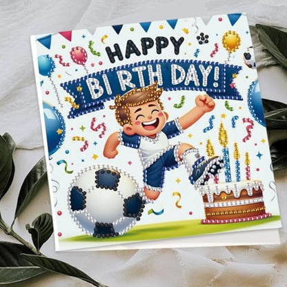 JISHSHAY 6 PCS Diamond Painting Happy Birthday Cards Football Cake Diamond Art Greeting Cards with Envelopes Gem Art Gem Painting Embroidery Kit Mosaic Kits for Adults with Special Shape Drills - Image 7