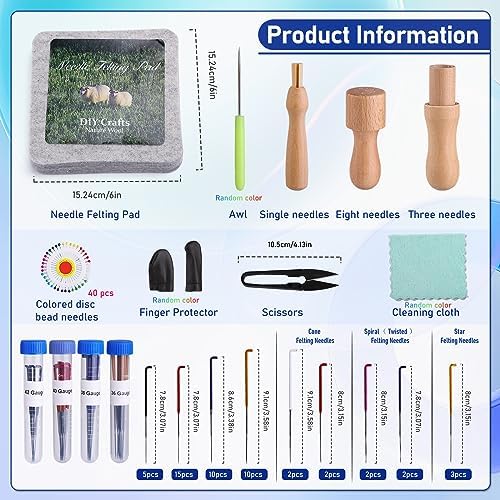 Mayboos Needle Felting Kit, 6"x6" Needle Felting Pad Tools - Image 2