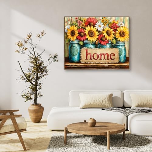 Paint by Numbers Kit for Adults, Sunflower & Home Design, 16x20 Inch - Image 3