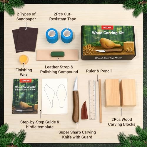 Wood Carving Kit, 13Pcs Whittling Kit with Carving Knives for Beginners - Image 2