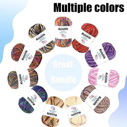 500g(10x50g) Acrylic Yarn for Crocheting and Knitting, Colorful Gradient Yarn Thread, 10 Rolls Skeins, Multicolor Hilo Acrílico, Perfect for DIY Crafts Project - Image 2