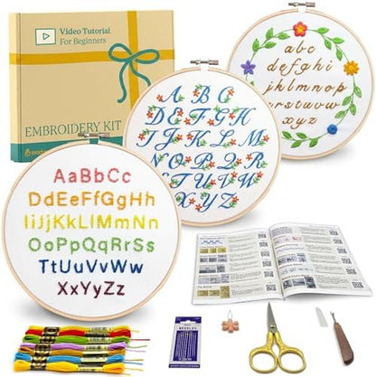 Bradove Alphabet Embroidery Kit for Beginners with Patterns by Bradove