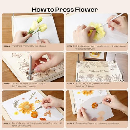 Caydo Large Flower Press Kit for Adults & Teens, 11"x11"Flower Pressing Kit - Image 4