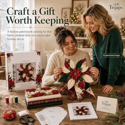 Trqups DIY Large Patchwork Bow Sewing Kit Farmhouse Fabric Folded Flower，#E - Image 7