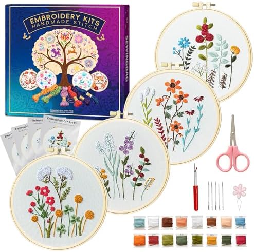 Huacan Embroidery Kit for Beginners with Tutorial Video & Gift Box by Home