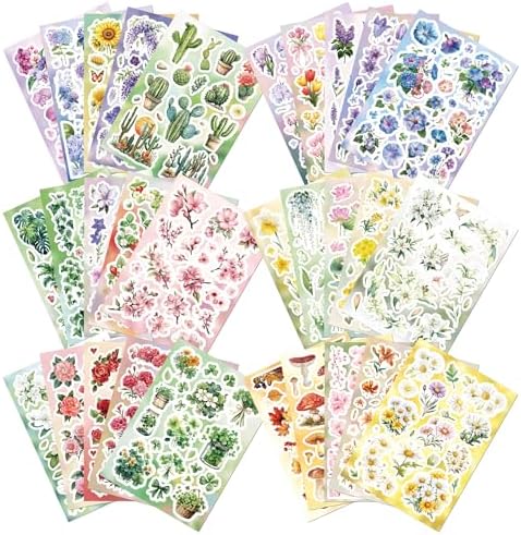 800+ PCS Floral Sticker Book for Journaling Supplies, Leaf Flower Watercolor Botanical Stickers for DIY Craft Scrapbooking Aesthetic Room Decor Junk Journal Bullet Journals Collage - Image 2