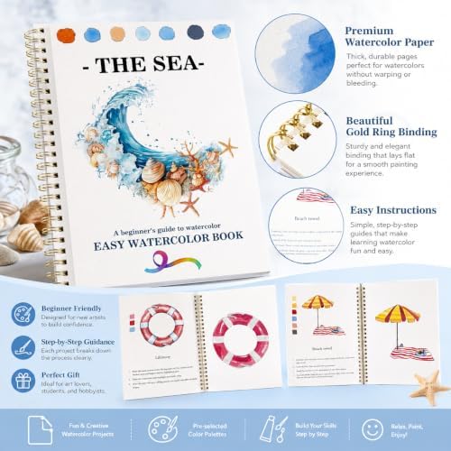 Watercolor Workbooks Coloring Book Beginner Friendly Painting Kit Easy Nature Scenes Paint Set Art Crafts for Creative Exploration Gift for Adults Teens - Image 3