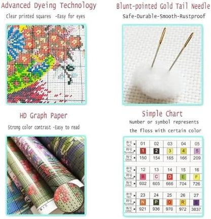 Dooxvey Cross Stitch Kits for Adults Beginners,Full Range of Cross-Stitch Stamped Kits Needlepoint Kits for Beginners Embroidery Kits 11CT Cross Stitch Patterns-Bookshelf Sleeping Cat 18x18 inch - Image 6