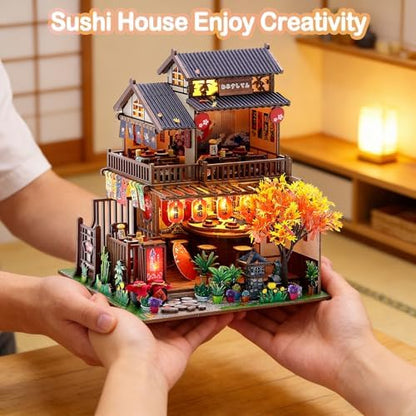 Japanese Sushi Miniature House Kit, DIY Miniature Dollhouse Kits for Adults - Image 7