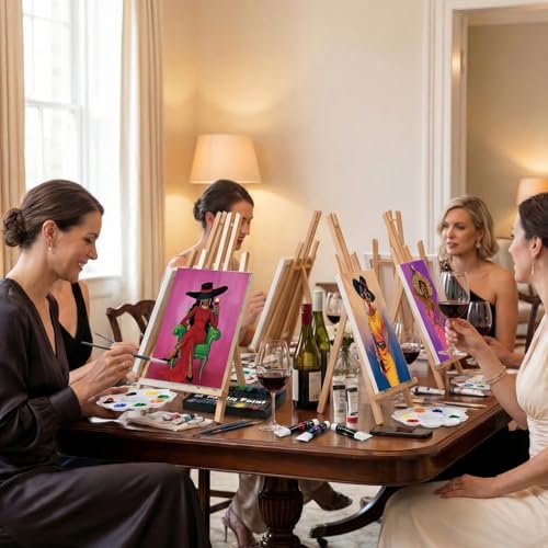 Cholemy 36 Pcs Paint and Sip Kit Gift for Adults 8''x10'',Wine Lady - Image 6