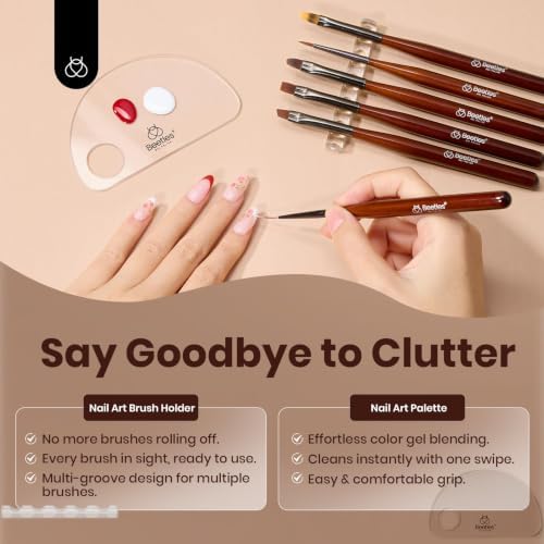 Beetles Gel Polish Nail Art Brushes, 6 Pcs Fingernail Art Design Pens - Image 7