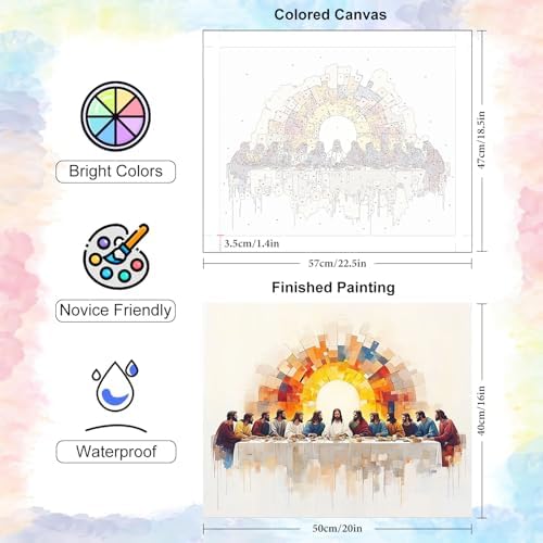 The Last Supper Paint by Numbers Kit for Adults Without Frame 16x20 IN - Image 3