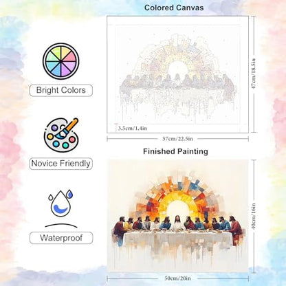 The Last Supper Paint by Numbers Kit for Adults Without Frame 16x20 IN - Image 3