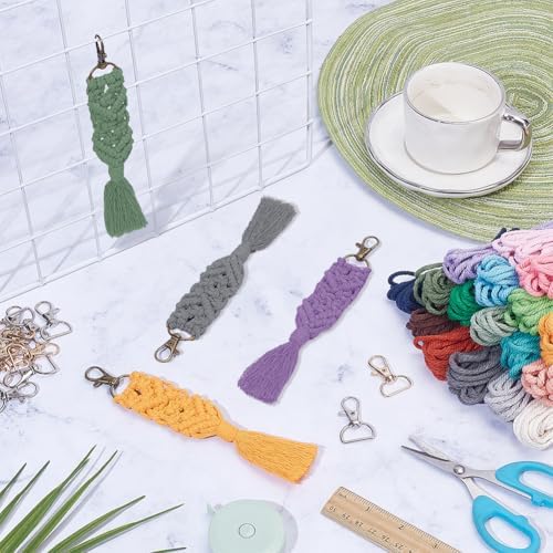 BEUNITONE 16Pcs Colorful Keychain Making Kit with Instruction, Adult Boho Macrame Cord Keychain DIY Craft Supplies Kits for Beginners, Keychains Decoration for Phone, Car, Key - Image 5