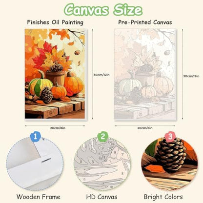 Spandrel Pumpkin Framed Paint by Numbers Kit for Adult, Halloween Adult Paint by Number Kits on Canvas, DIY Acrylic Oil Easy Autumn Painting by Numbers Fall for Home Wall Decor, 8x12in - Image 2