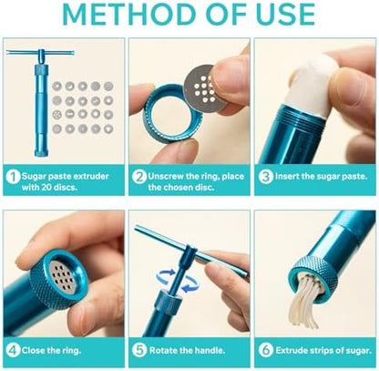 Polymer Clay Tools, Clay Extruder, Sugar Paste Extruder, Cake Fondant Tool Set for Decorating, Ceramics & Pottery Clay Extruders Mixers & Presses (Blue) - Image 7