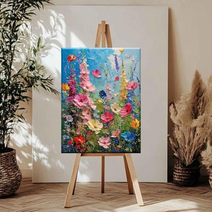 Ausanrl Wild Flowers Framed Paint by Numbers Wooden Easel 12x16inch - Image 3