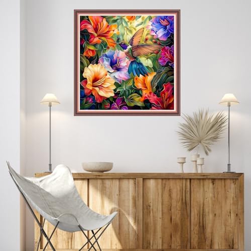 Dooxvey Cross Stitch Kits for Adults Beginners,Full Range of Cross-Stitch Stamped Kits Needlepoint Kits for Beginners Embroidery Kits 11CT Cross Stitch Patterns-Hummingbirds 18x18 inch - Image 2