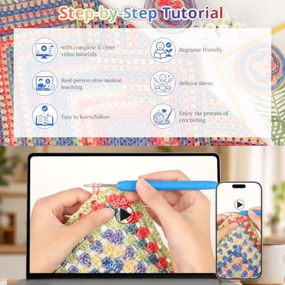 Coopay Crochet Blanket Kit for Beginners Adults w/Step-by-Step Instructions - Image 2