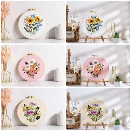 Offizon 3 Sets Embroidery Kit for Beginners Adult DIY Cross Stitches - Image 7