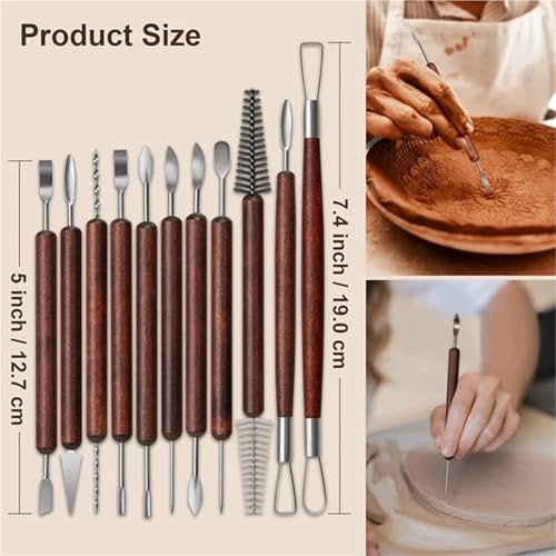 43-Piece Pottery Tools Kit – Red Clay Sculpting Set for Polymer & Air-Dry Clay, Adult Crafting & Ceramic Art Tool Kit - Image 4