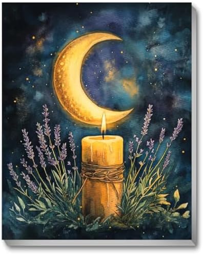 VIGEGU Paint by Numbers Kit for Adults,Moon Candle Paint by Numbers with Frame DIY Crafts for Adults wall Decor 10x12inch by VIGEGU