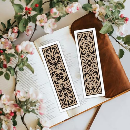 BEUNITONE 6 Pcs Cross Stitch Bookmark Kit DIY Vintage Decorative Border Counted Cross Stitch Stamped Kits for Adults Beginners with Instructions Embroidery Bookmark Kit for Book Lovers 2.4x7.9 in - Image 7