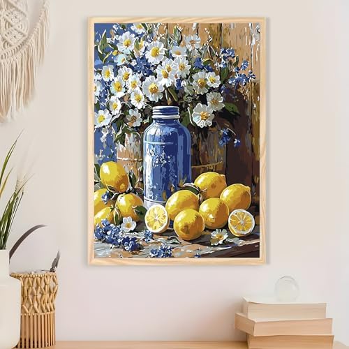 AWLNKMC Lemon Daisy Bottle Paint by Numbers for Adults, DIY Paint by Numbers Kits for Adults Beginners Without Frame, Acrylic Paint on Canvas Painting Kits for Home Decor 16x20 Inch - Image 3