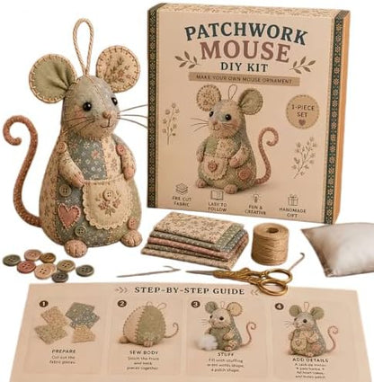 WEERSHUN Handcrafted Vintage Mouse Plush Sewing Kit, Handmade Craft Set, Cute Stuffed Mouse Ornament for Beginners Holiday & Birthday Gift, Fun Felt Craft, Helps Develop Fine Motor Skills (#C) by WEERSHUN