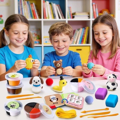 Air Dry Clay Kit for Kids, Animal Modeling Clay, DIY Model Magic with Sculpting Tools and Tutorial Cards - Image 6