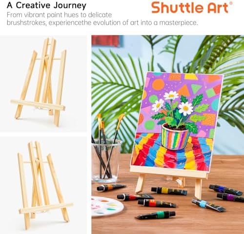 Shuttle Art 87 Pack Acrylic Painting Kit, Paint Kit with 3 Packs 15-Color Acrylic Paint, 3 Wooden Easels, Canvas, Brushes & Palettes, Art Painting Supplies for Adults, Kids & Beginners - Image 5