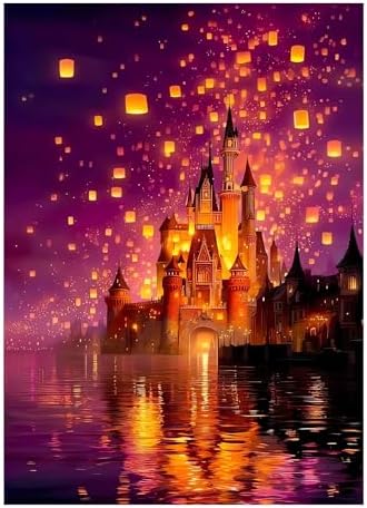 CraftBliss Paint by Numbers for Adults, Magical Sky Lantern Castle, DIY Acrylic Oil Painting Kit on Canvas, Fantasy Landscape Wall Art for Beginners, Home Decor Gift for Art Lovers, 12x16 inch by Unknown