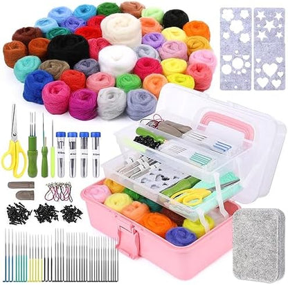 JUPEAN 221 Pcs Needle Felting Kits for Beginners Adults Wool Felting Kit by Jupean