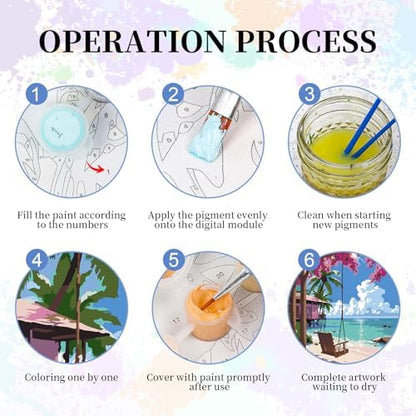 Paint by Numbers Kit for Adults, Tropical Beach Number Painting Canvas Kit - Image 5