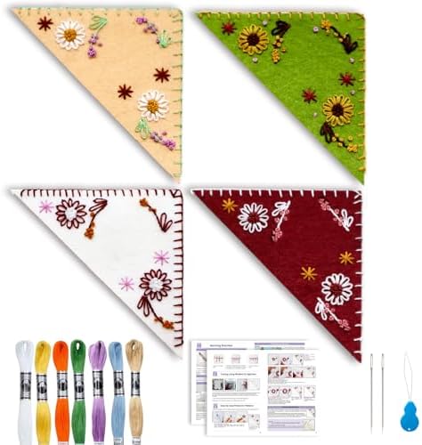 Bookmark Making Kit, Personalized Embroidered Corner Mark for Beginner, 4 Pack, DIY Initial Felt Bookmark Corner, Gift for Book Lover by Unknown