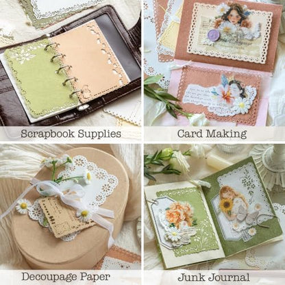 60Pcs Lace Textured Scrapbook Paper Kit, Hollow Rice Decoupage Paper - Image 4
