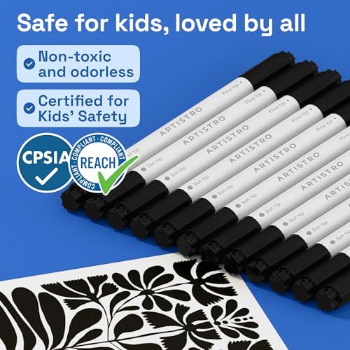 ARTISTRO Black Dual-Tip Acrylic Paint Marker Pens - Set of 12 - Image 6