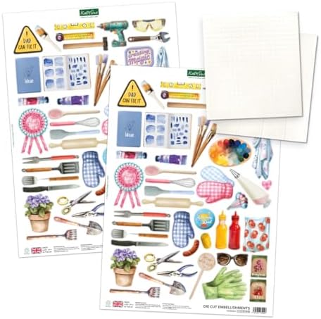 Katy Sue Handy Hobby Aprons Card Making Kit. Contains 8 Shaped Cards, 2 Sheets Die Cut Decoupage, Sticky Foam Pads, Instructions & 8 Envelopes. Apron-Themed Card Making Kits for Adults - Image 3