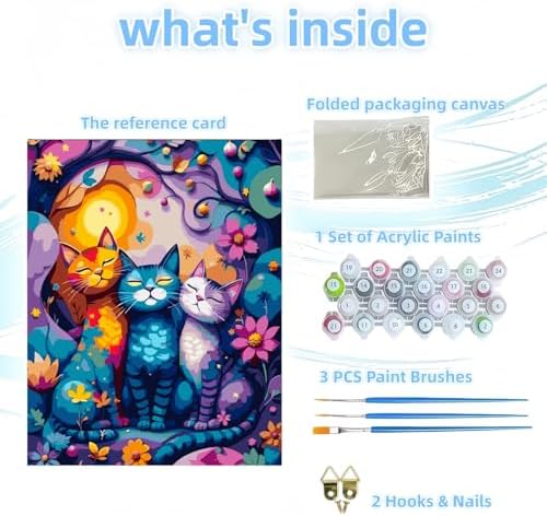 Paint by Numbers Kit for Adults, Colorful Cat Paint by Number for Adults - Image 6